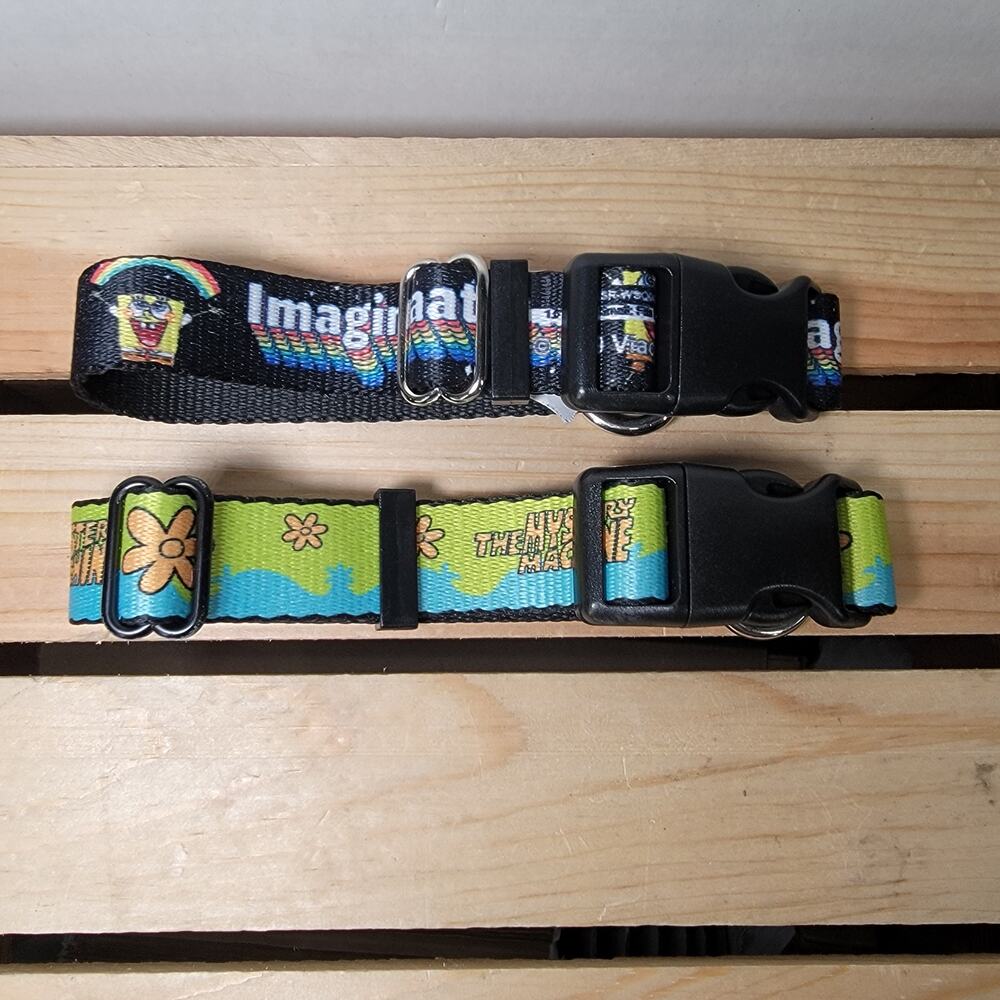 Set of 2 Dog Collars: SpongeBob SquarePants & Scooby Doo - Size Small / Medium
